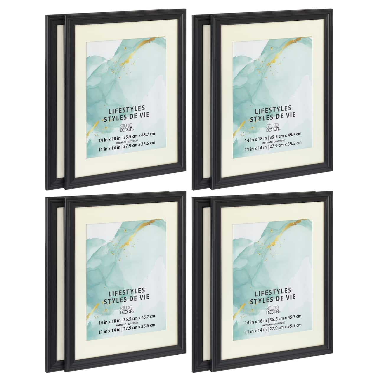 4 Packs: 2 ct. (8 total) Black 11" x 14" Frame with Mat, Lifestyles by Studio Décor®
